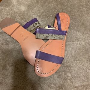 COACH SANDALS PURPLE AND BROWN SIGNATURE SZ 8.5